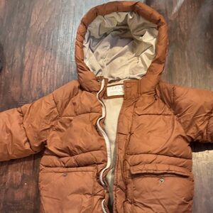 Zara Kids Brown Hooded Puffer Coat